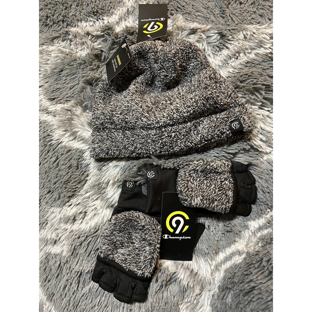 NEW! Champion Girls Performance Fabric Beanie OS & Duo Dry Glommet Gloves 4/7